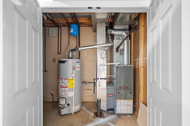 utility room with gas water heater