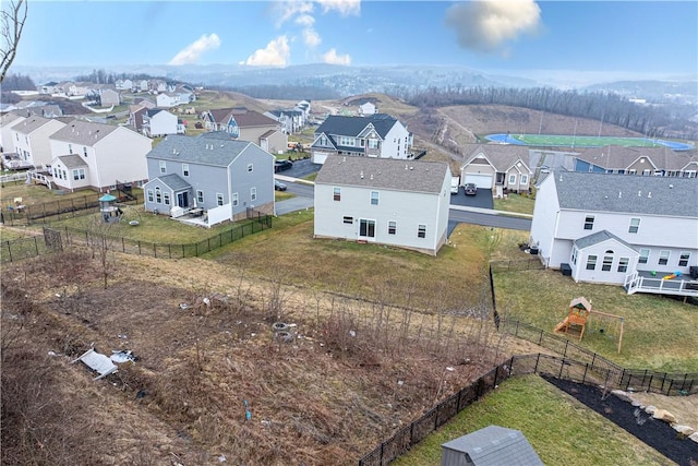 bird's eye view with a residential view