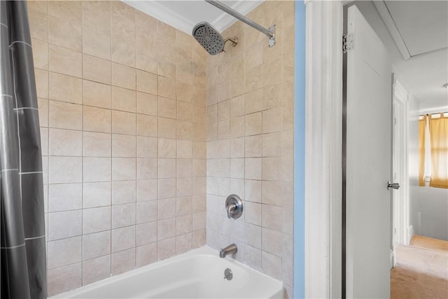 bathroom featuring shower / bath combo with shower curtain