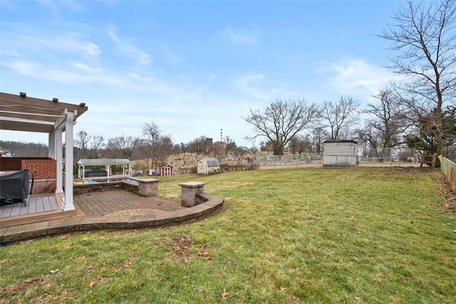 view of yard with a patio and a fenced backyard