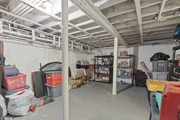 view of unfinished basement