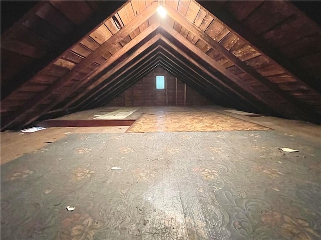 view of unfinished attic