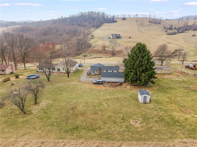 aerial view with a rural view