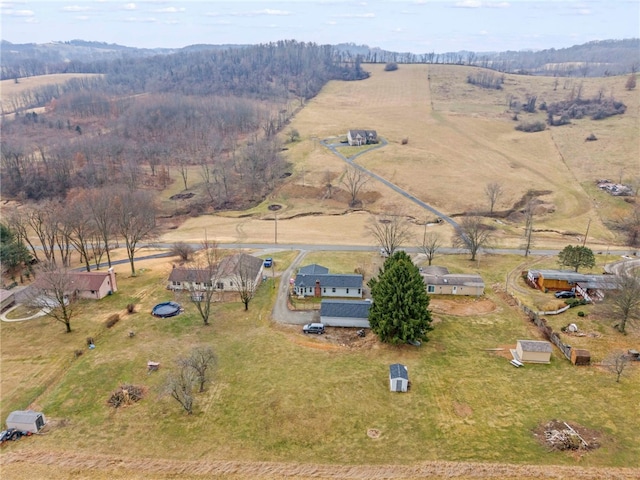 aerial view featuring a rural view