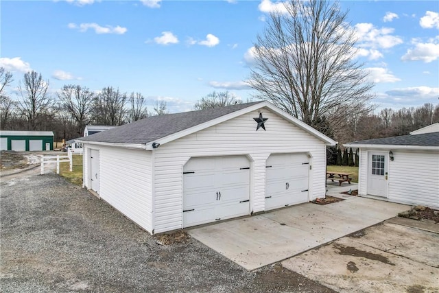 view of detached garage