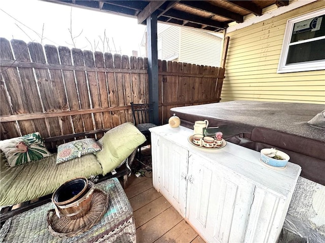 wooden terrace with fence