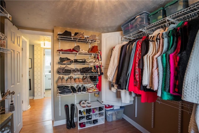 spacious closet with wood finished floors