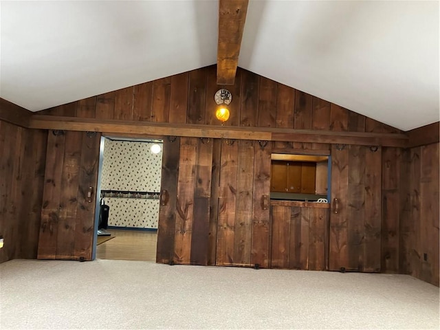 225 Country Club Rd, Penn Twp But, PA 16002 - detailed view of wooden walls, carpet flooring, and beam ceiling