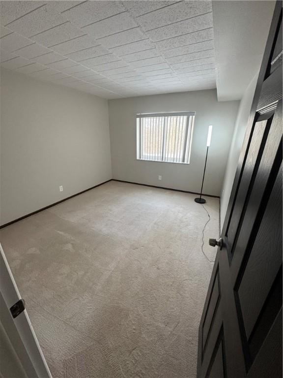 unfurnished room with light carpet