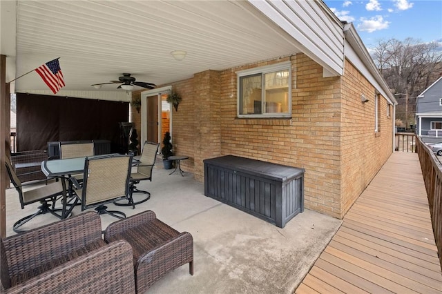 view of patio / terrace featuring a ceiling fan and outdoor dining area