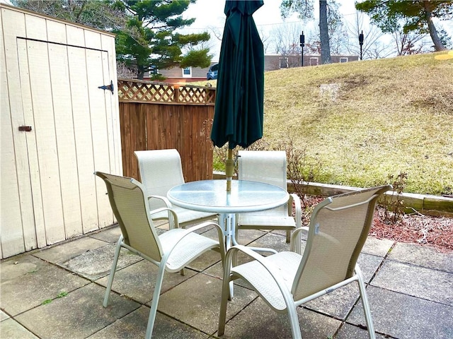 view of patio / terrace with fence and outdoor dining area