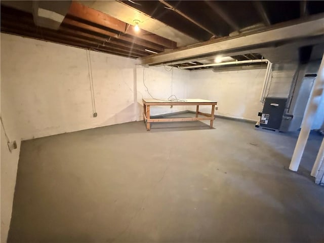 view of unfinished basement