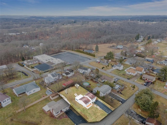 drone / aerial view with a forest view