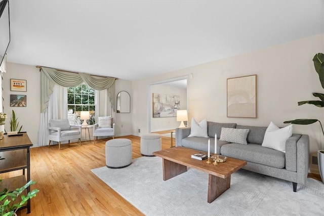 living room with light wood finished floors