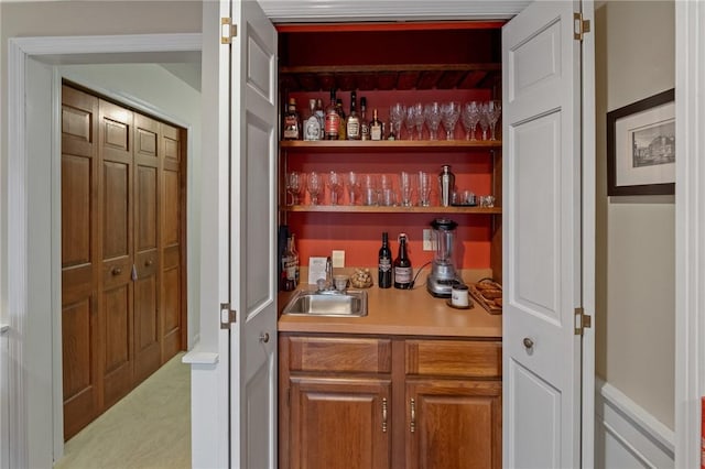 bar with a bar and a sink