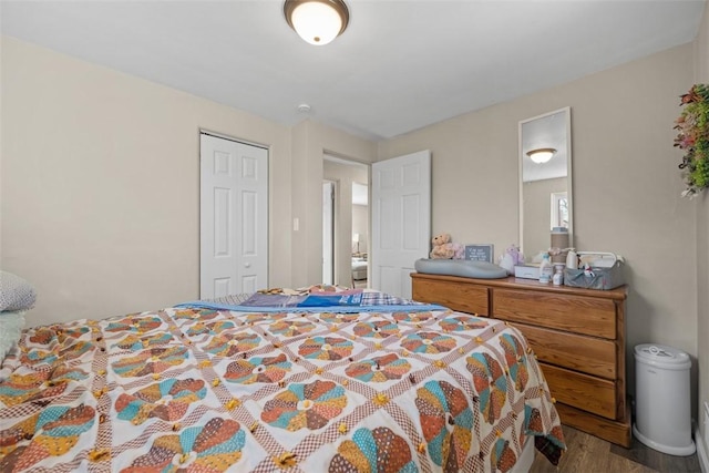 bedroom featuring a closet and wood finished floors