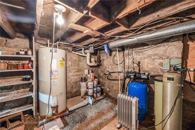 utilities with water heater and radiator