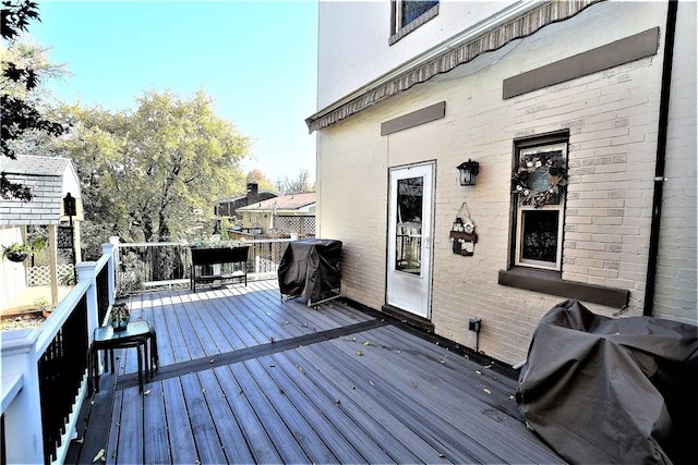 deck with a grill