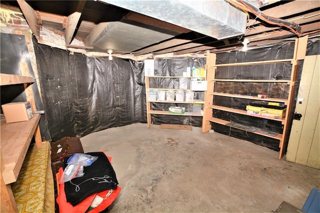 view of unfinished basement