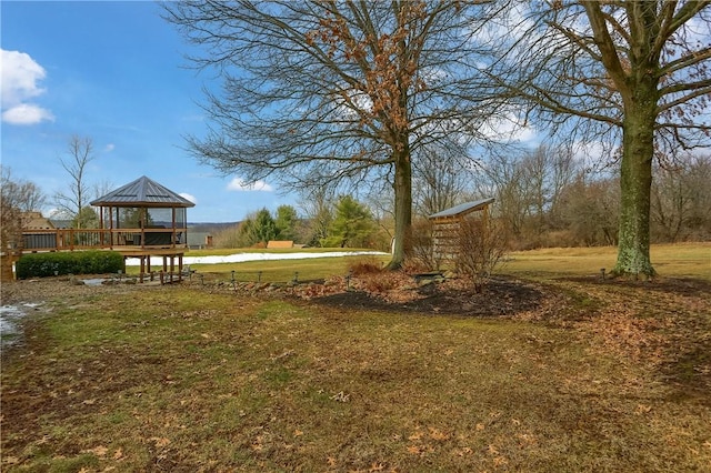 view of yard with a gazebo