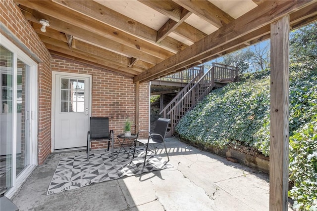 view of patio with stairway