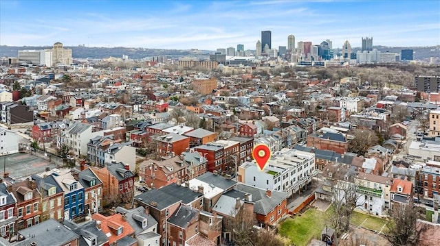 aerial view with a city view