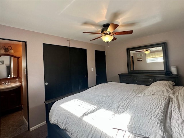 bedroom featuring a ceiling fan