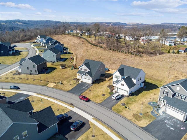 birds eye view of property with a residential view