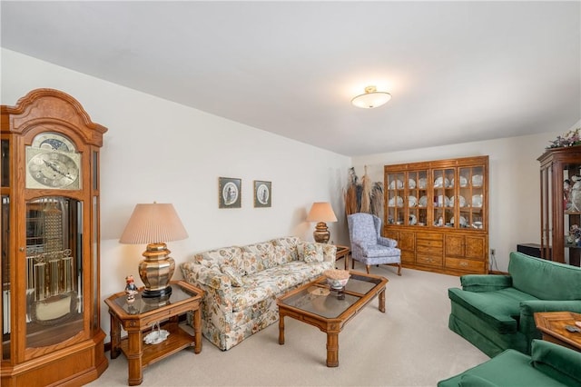 living room with carpet floors