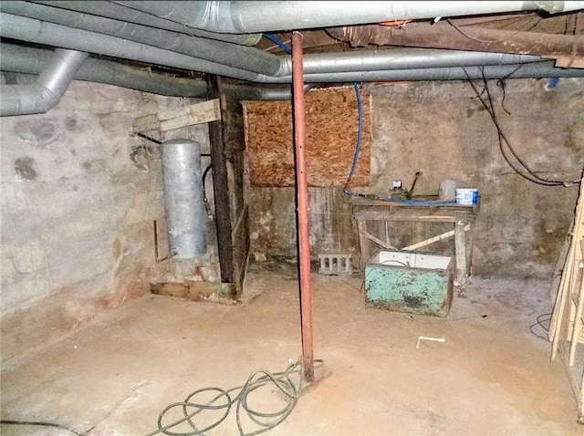 view of unfinished basement