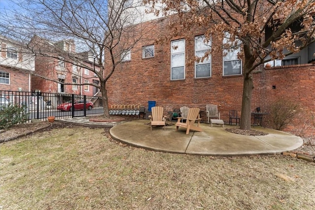 view of yard featuring a patio and fence