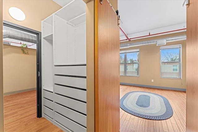 spacious closet with wood finished floors