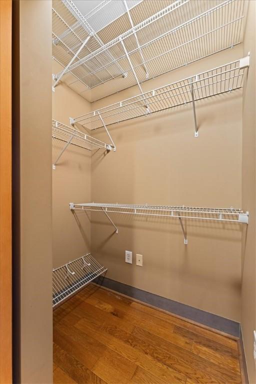 walk in closet featuring wood finished floors