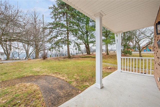 view of yard featuring a porch