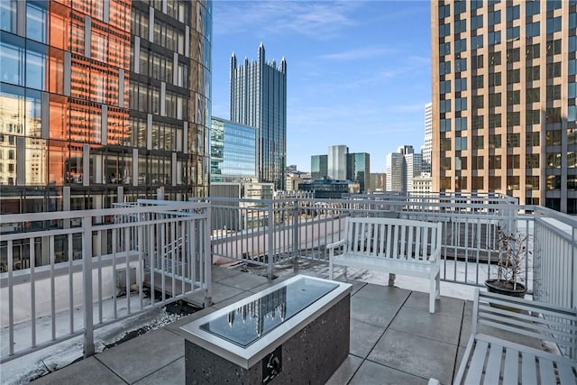 view of patio with a view of city