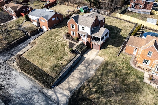 drone / aerial view featuring a residential view