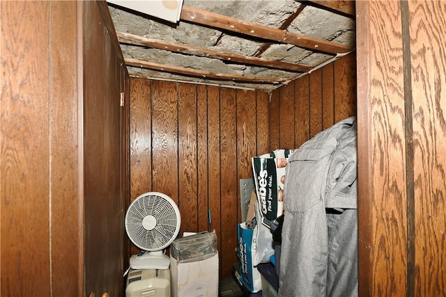 interior space with wood walls