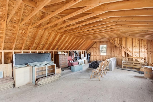 view of unfinished attic