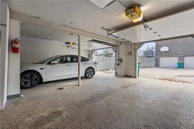 garage with a garage door opener