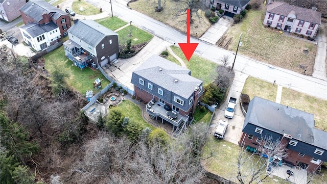 aerial view with a residential view