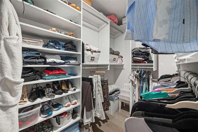 spacious closet with wood finished floors