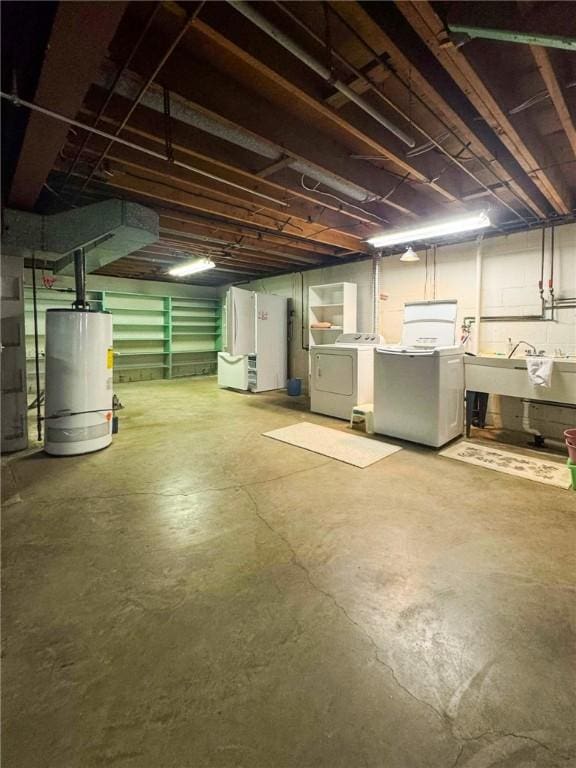 720 Dogwood Ln, Hermitage, PA 16148 - unfinished basement featuring washing machine and dryer and water heater