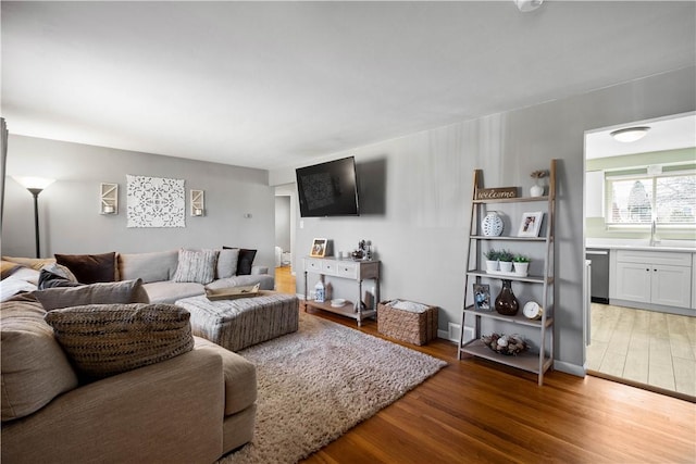 living room with wood finished floors