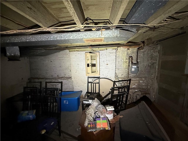 view of unfinished basement