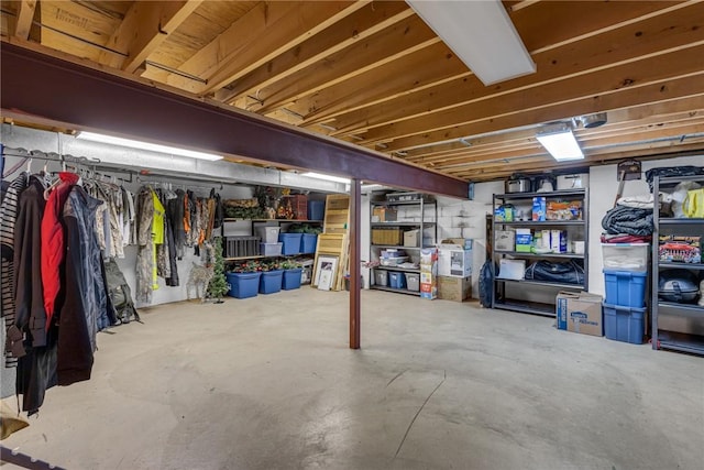 view of unfinished basement