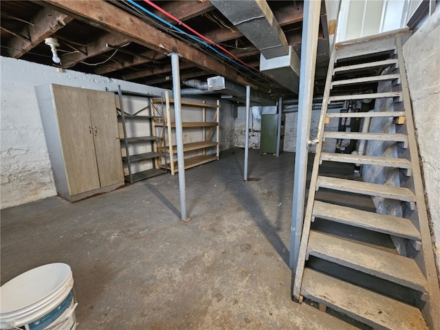 unfinished basement with heating unit