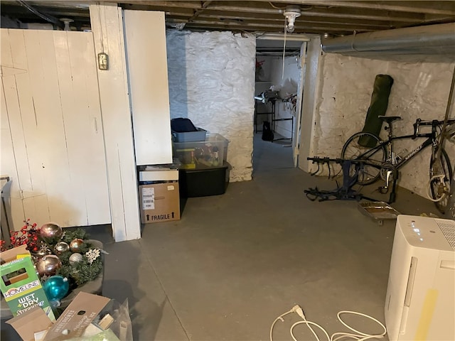 view of unfinished basement