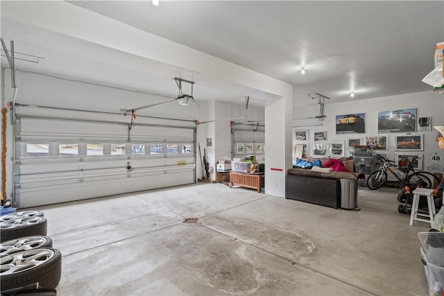 garage with a garage door opener