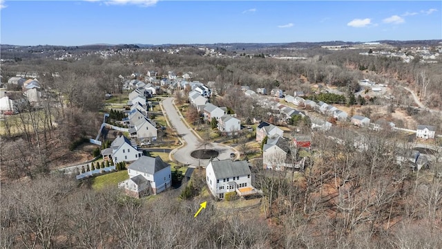 birds eye view of property with a residential view