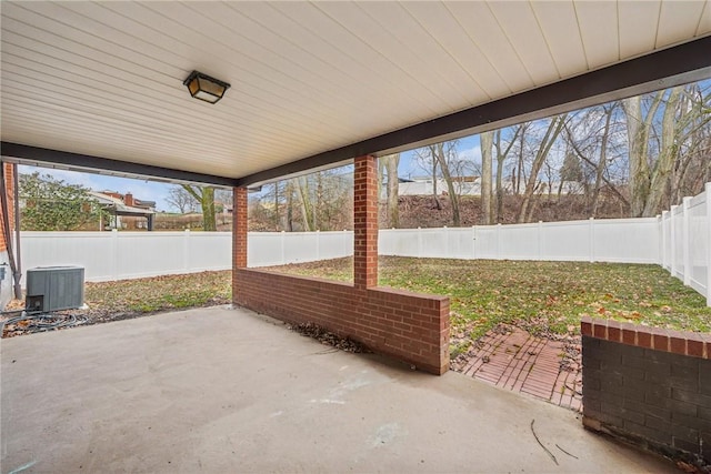 view of patio / terrace featuring a fenced backyard and cooling unit